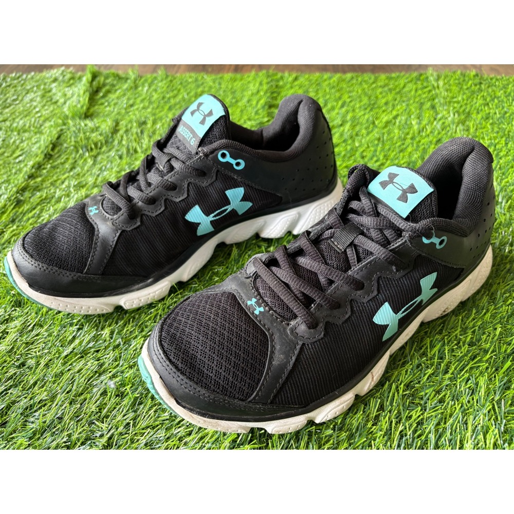 Under Armour Micro G Assert 6 Running Shoes Black Blue 1266252-004 Womens 8.5